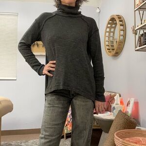 We the free medium jersey knit long sleeve turtle neck open back top